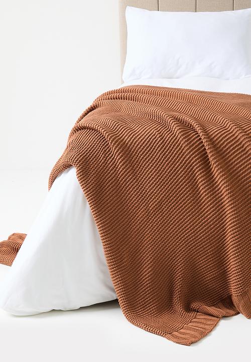 Sixth Floor - Handknitted Washed Throw - Rust