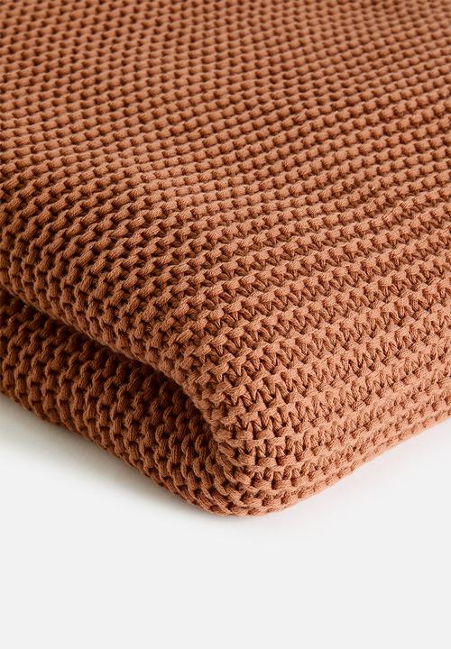 Sixth Floor - Handknitted Washed Throw - Rust