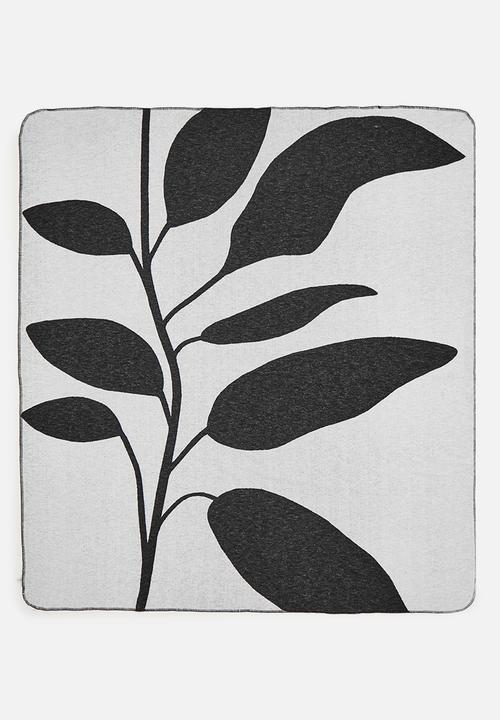 Sixth Floor - Foliage Cotton Blend Bed Blanket - Black & Nat