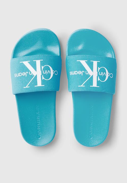 Calvin Klein - Slide monogram - blue atoll/bright white