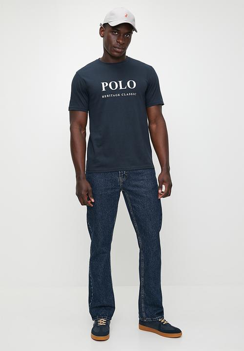 POLO - Steve   Logo Printed Short Sleeve Tee - Navy