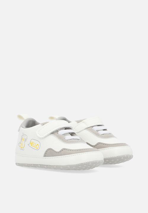 Pop Candy - Hi top velcro lace up sneakers - beige & white