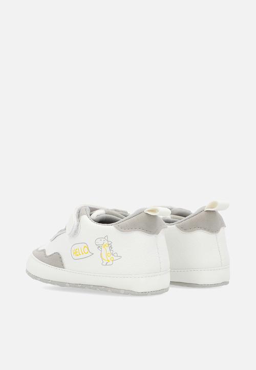 Pop Candy - Hi top velcro lace up sneakers - beige & white