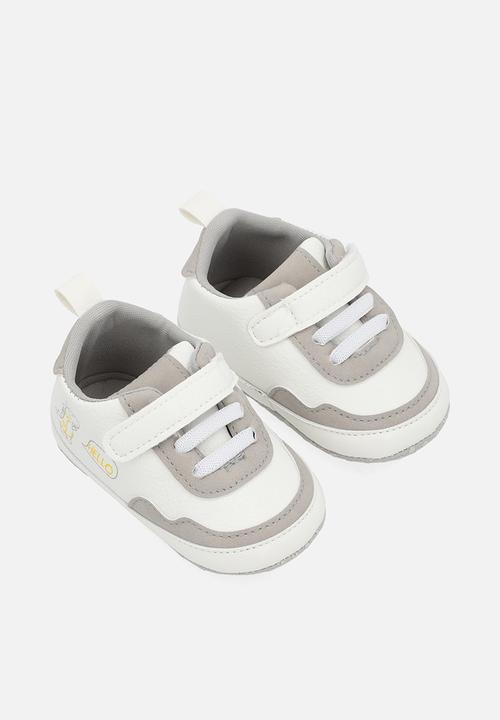 Pop Candy - Hi top velcro lace up sneakers - beige & white