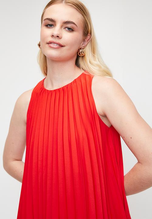MILLA - Pleated mini with fluted hem -  fiery red