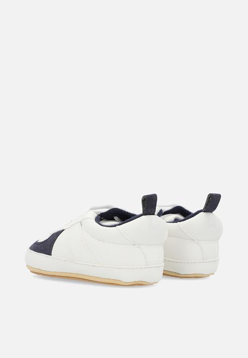 Pop Candy - Lace up lo top sneakers - white & navy