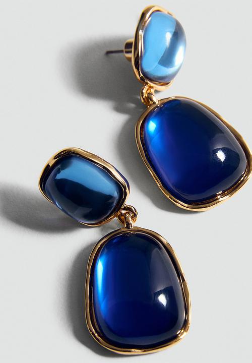 MANGO - Earrings coral - blue