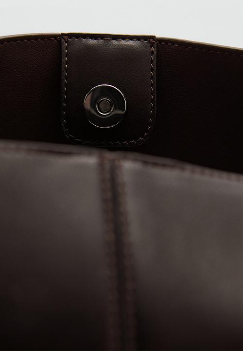 MANGO - Bucket bag puala - dark brown