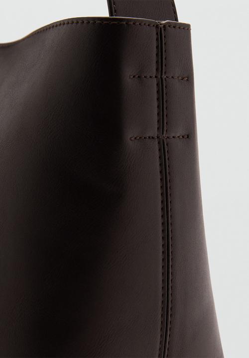 MANGO - Bucket bag puala - dark brown