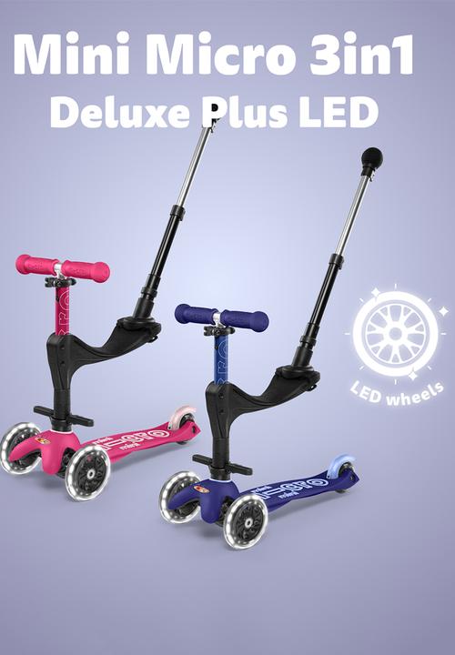MICRO - Mini 3in1 deluxe plus scooter - pink led