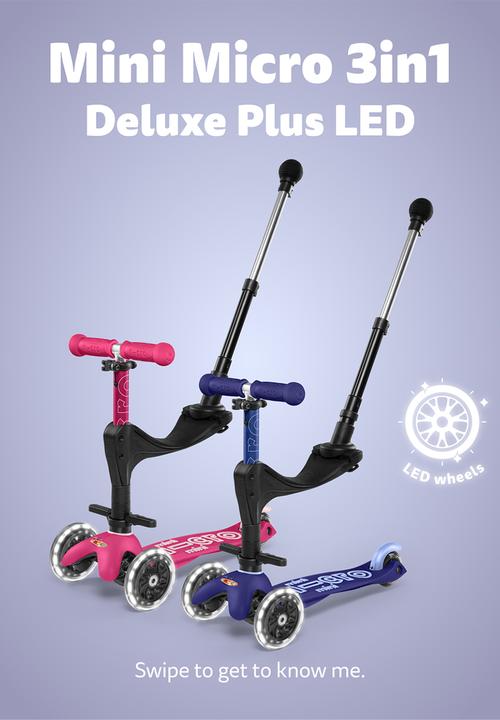 MICRO - Mini 3in1 deluxe plus scooter - pink led
