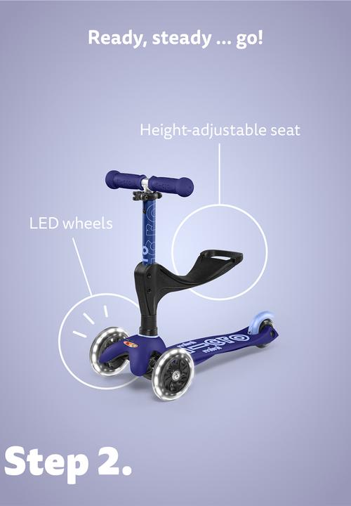MICRO - Mini 3in1 deluxe plus scooter - pink led