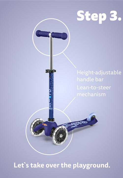 MICRO - Mini 3in1 deluxe plus scooter - pink led