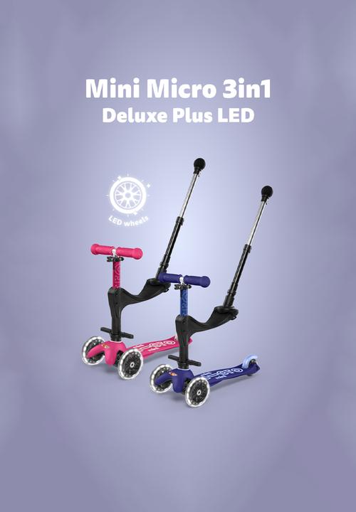 MICRO - Mini 3in1 deluxe plus scooter - pink led