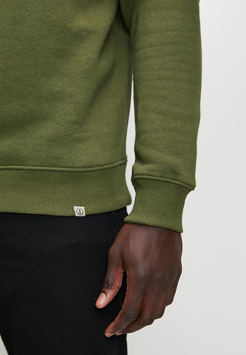 Lark & Crosse - Fashion Panel Detail ¼ Zip Thru Sweat Top - Khaki