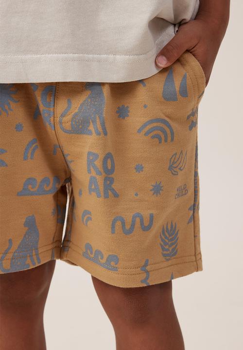 Cotton On - Henry slouch short - mustard seed/steel roar yardage