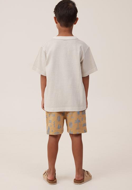 Cotton On - Henry slouch short - mustard seed/steel roar yardage