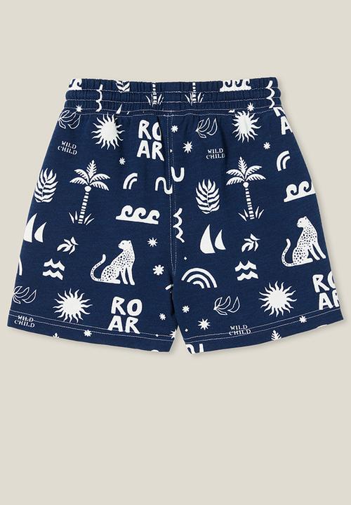 Cotton On - Henry slouch short - in the navy/vanilla roar yardage