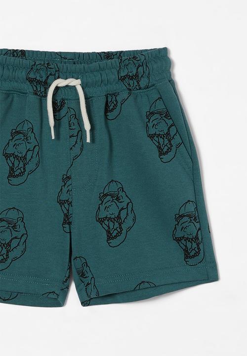 Cotton On - Henry slouch short - turtle green/dino cap yardage