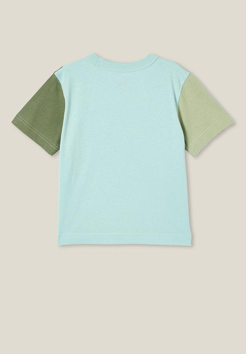 Cotton On - Jonny short sleeve graphic print tee - barber blue/swag green wave good vibes