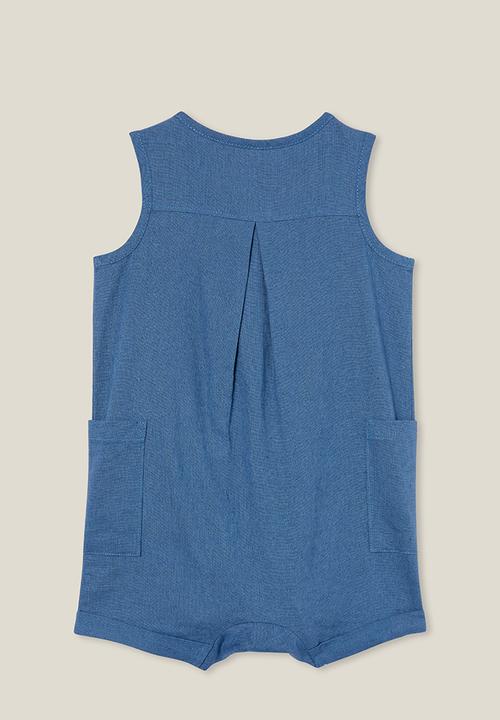 Cotton On - Jacob sleeveless playsuit - petty blue/tropical palm tree