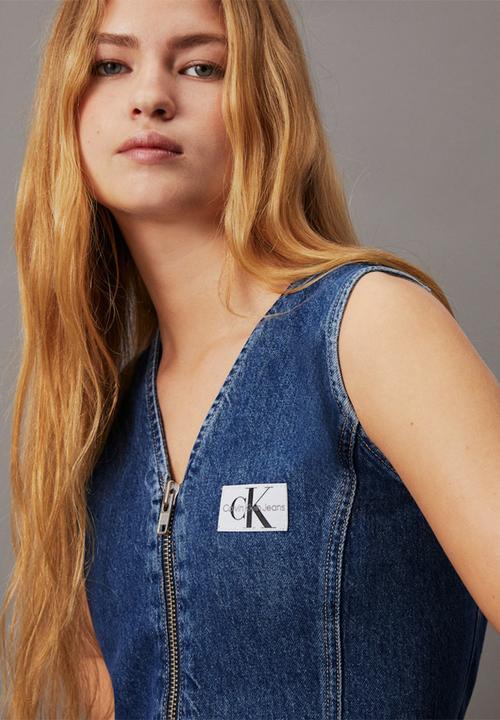 Calvin Klein - Zip through sleeveless dress - denim blue