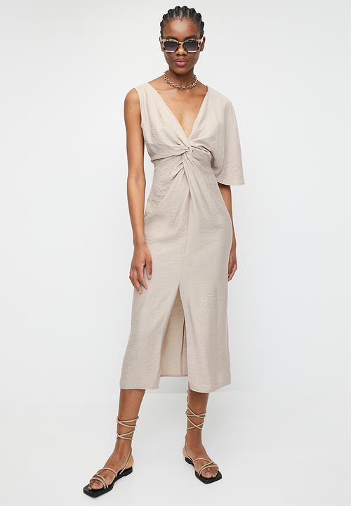 Superbalist - twist front wrap dress - coconut shell