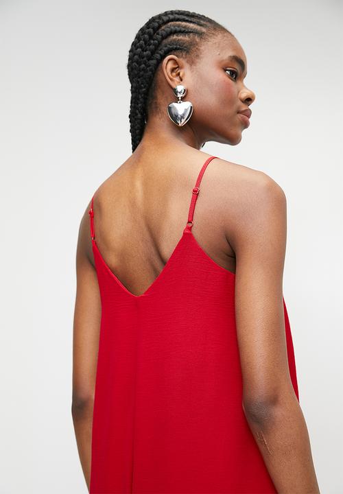 Superbalist - Strappy V Neck Jumpsuit with Wide Leg - Red