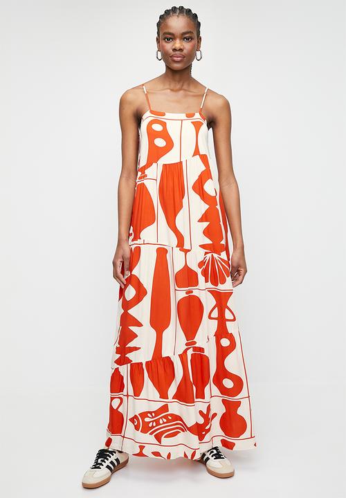 Superbalist - Strappy printed tiered dress - fishy pots
