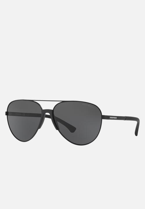 Emporio Armani - Grey lense with matte black avaitor sunglasses 61mm - black