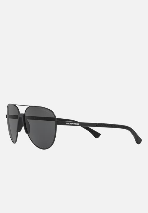 Emporio Armani - Grey lense with matte black avaitor sunglasses 61mm - black