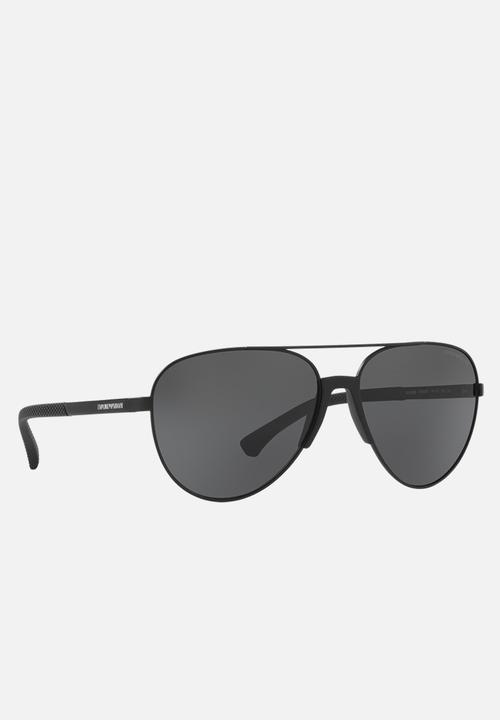 Emporio Armani - Grey lense with matte black avaitor sunglasses 61mm - black