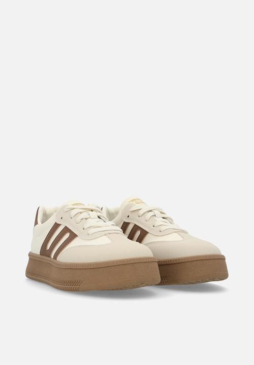 Pop Candy - Lace up sneakers - beige & brown