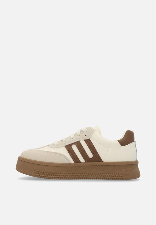 Pop Candy - Lace up sneakers - beige & brown