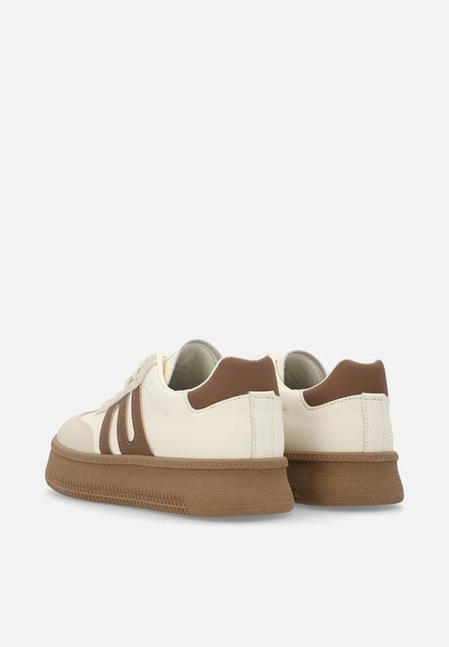 Pop Candy - Lace up sneakers - beige & brown