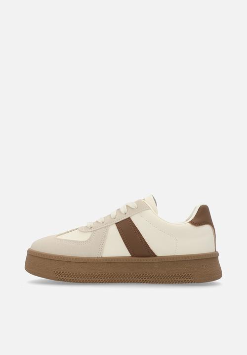 Pop Candy - Platform lace up sneakers - brown & beige