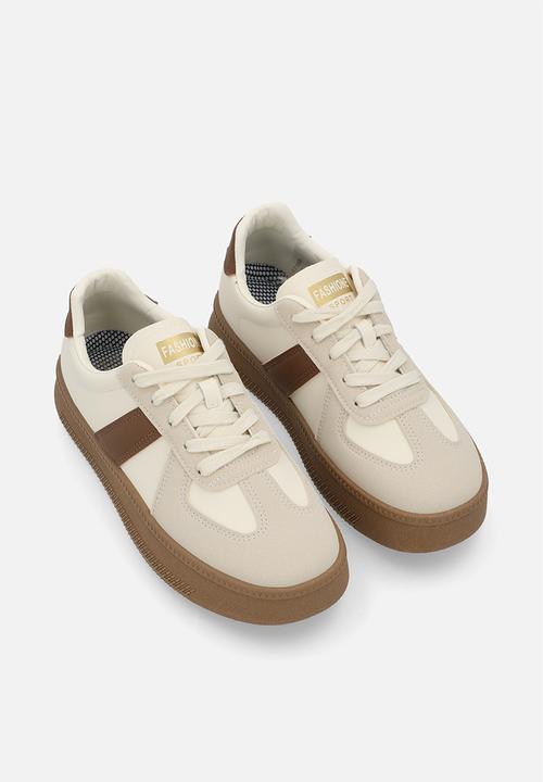 Pop Candy - Platform lace up sneakers - brown & beige