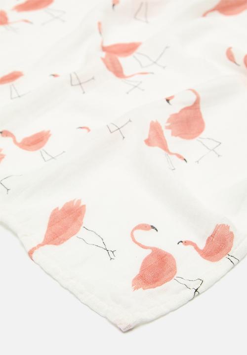 Pop Candy - Flamingo print blanket - pink & white