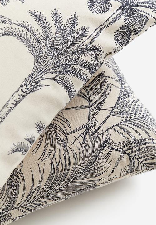 H&M - 2-Pack cotton cushion covers - light beige dark grey
