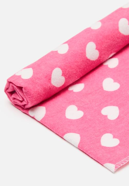Pop Candy - 4 Pack printed blankets - pink & white