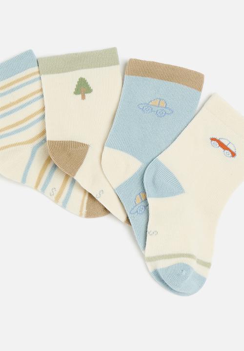 Pop Candy - 4 Pack printed & striped socks-multi