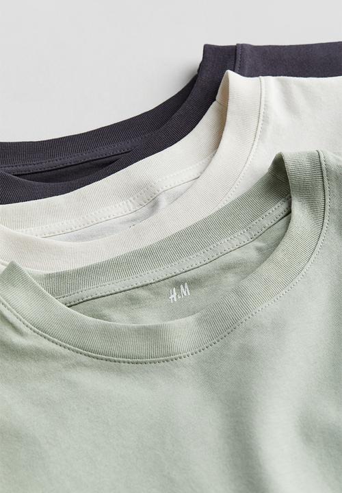 H&M - 3-Pack T-shirts - light green black