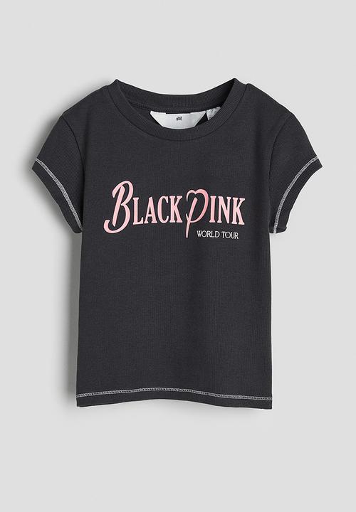 Ribbed t-shirt - dark grey/blackpink - 1213499003
