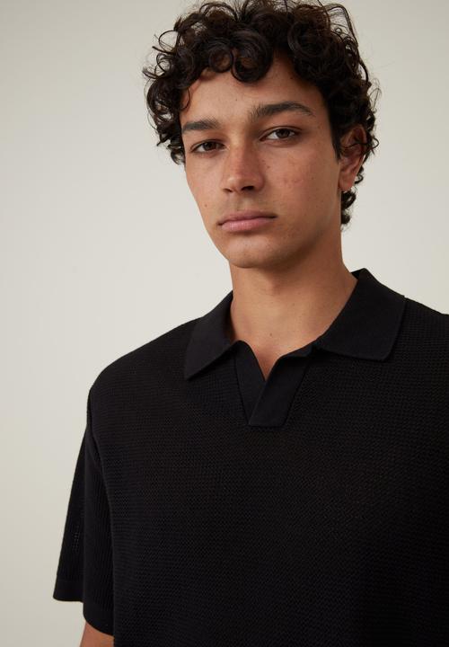 Cotton On - Resort short sleeve polo - jet black