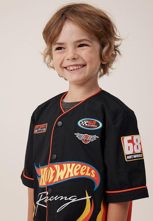 Cotton On - Hot Wheels baseball short sleeve shirt - black