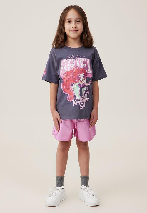 Cotton On - Disney Ariel drop shoulder short sleeve tee - rabbit grey