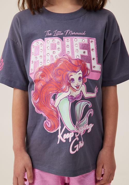 Cotton On - Disney Ariel drop shoulder short sleeve tee - rabbit grey