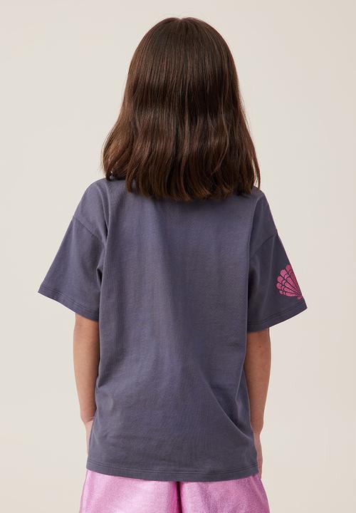 Cotton On - Disney Ariel drop shoulder short sleeve tee - rabbit grey