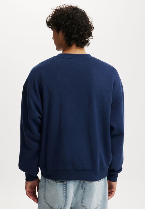Cotton On - Box fit graphic crew sweater - indigo