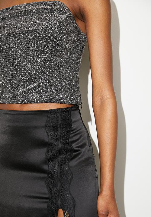 VELVET - Metallic shimmer bandeau - dark silver